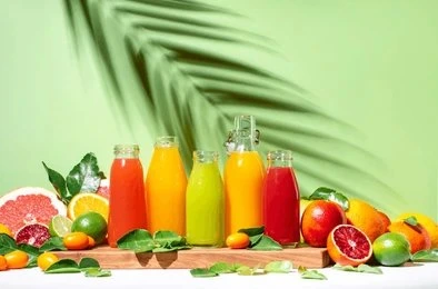 Fresh tropical fruit juices in Colombia